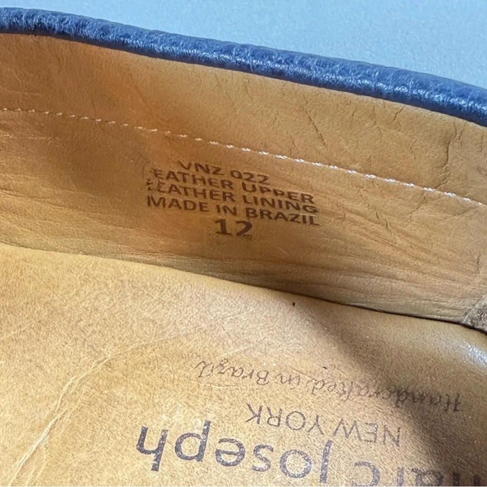MARC JOSEPH NEW YORK Windsor Place Blue Pebbled Leather Penny Loafers
